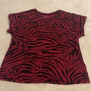 ba&sh Red and Black Zebra Print Short Sleeve Tee!